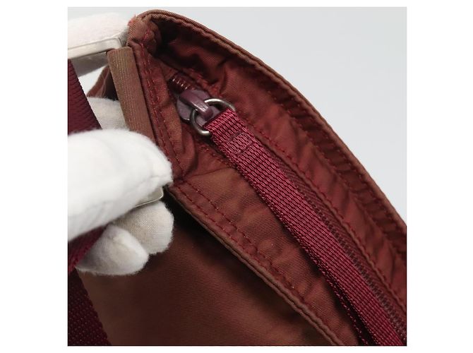 PRADA Borsa a Spalla in Nylon Rosso Vino Auth ar13308 Bordò - vista 10