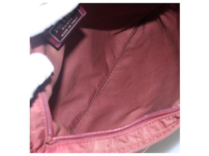 PRADA Borsa a Spalla in Nylon Rosso Vino Auth ar13308 Bordò - vista 11
