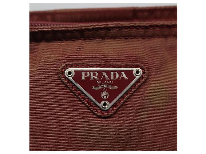 PRADA Borsa a Spalla in Nylon Rosso Vino Auth ar13308 Bordò - vista 18