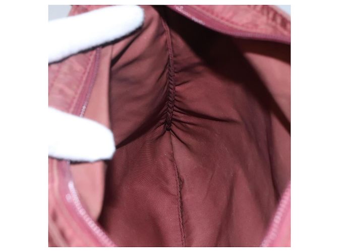 PRADA Borsa a Spalla in Nylon Rosso Vino Auth ar13308 Bordò - vista 21