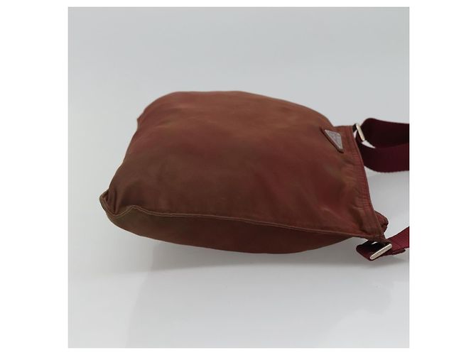 PRADA Borsa a Spalla in Nylon Rosso Vino Auth ar13308 Bordò - vista 3