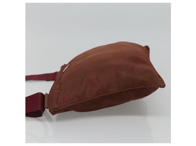 PRADA Borsa a Spalla in Nylon Rosso Vino Auth ar13308 Bordò - vista 4