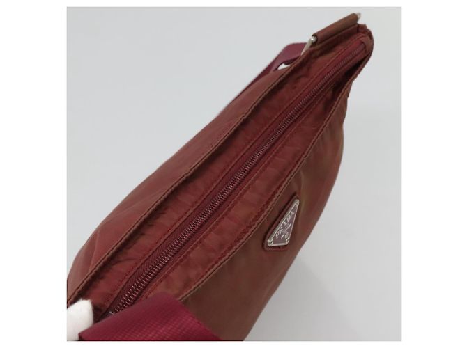 PRADA Borsa a Spalla in Nylon Rosso Vino Auth ar13308 Bordò - vista 6