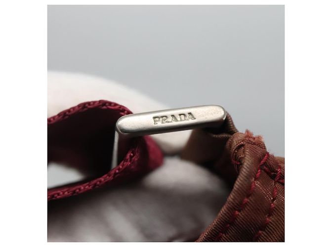 PRADA Borsa a Spalla in Nylon Rosso Vino Auth ar13308 Bordò - vista 9