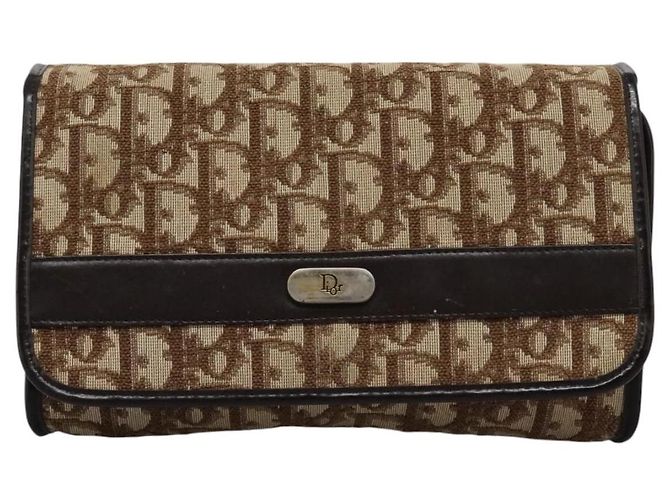 Borsa a spalla in tela Trotter Christian Dior marrone oro Auth KD045 D'oro - vista 13