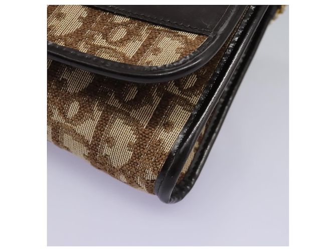 Borsa a spalla in tela Trotter Christian Dior marrone oro Auth KD045 D'oro - vista 15
