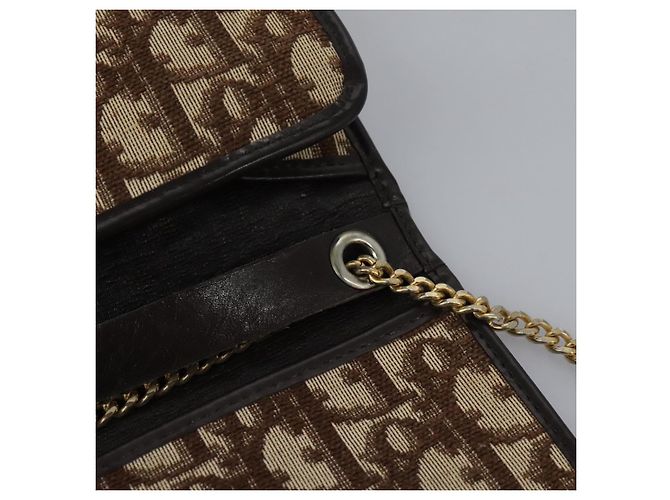 Borsa a spalla in tela Trotter Christian Dior marrone oro Auth KD045 D'oro - vista 18