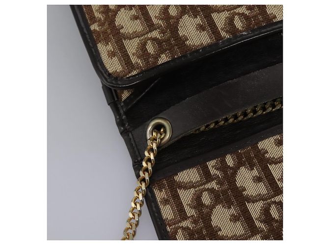 Borsa a spalla in tela Trotter Christian Dior marrone oro Auth KD045 D'oro - vista 19
