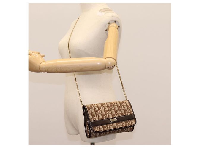 Borsa a spalla in tela Trotter Christian Dior marrone oro Auth KD045 D'oro - vista 22