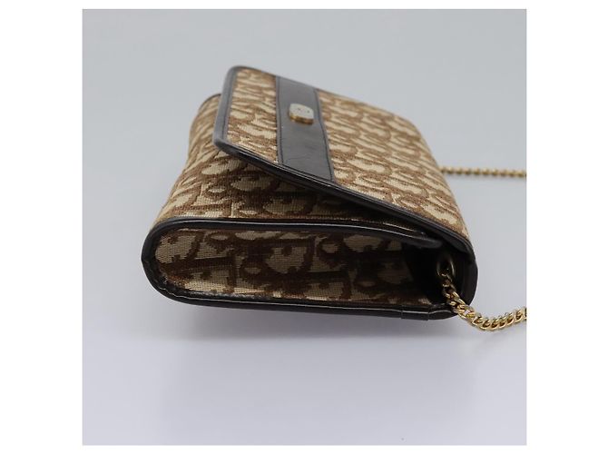 Borsa a spalla in tela Trotter Christian Dior marrone oro Auth KD045 D'oro - vista 4