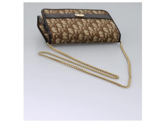 Borsa a spalla in tela Trotter Christian Dior marrone oro Auth KD045 D'oro - vista 7