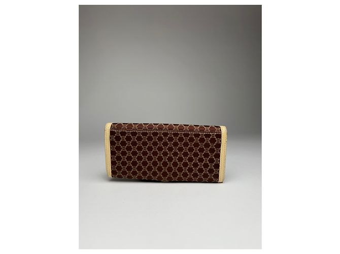 Triomphe Céline Vintage Celine Leather Canvas Monogram Wallet Brown - view 2