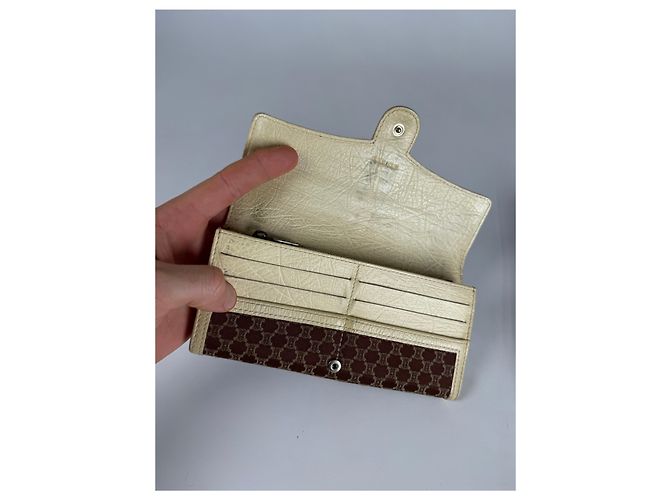 Triomphe Céline Vintage Celine Leather Canvas Monogram Wallet Brown - view 3