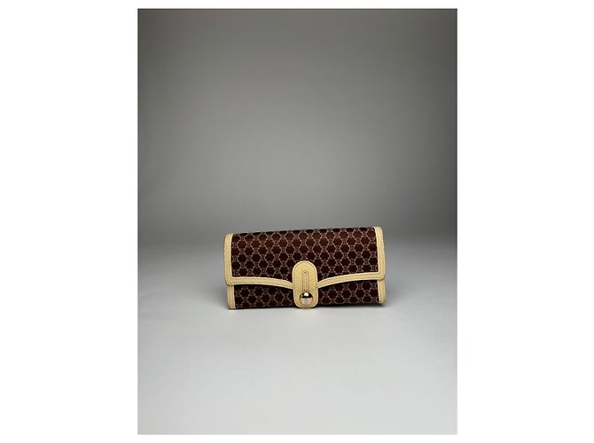 Triomphe Céline Vintage Celine Leather Canvas Monogram Wallet Brown - view 6