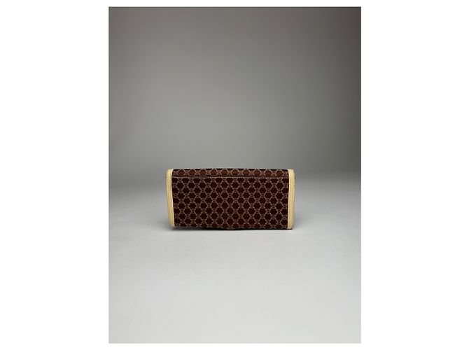 Triomphe Céline Vintage Celine Leather Canvas Monogram Wallet Brown - view 7