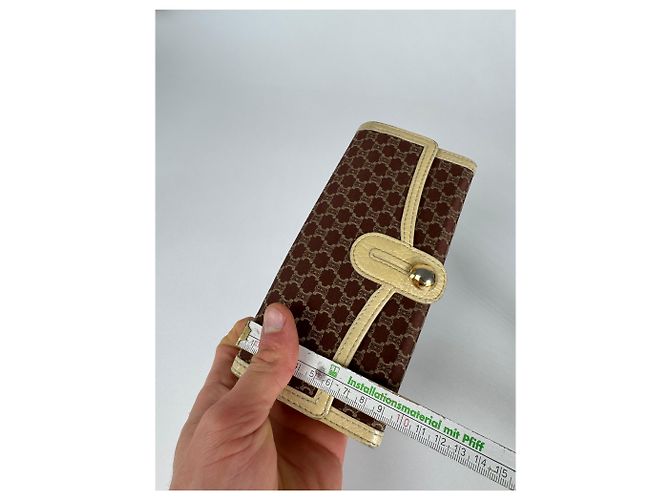 Triomphe Céline Vintage Celine Leather Canvas Monogram Wallet Brown - view 8