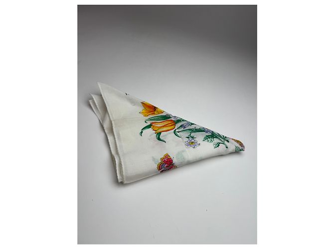 Sciarpa in tela floreale vintage Gucci Bianco - vista 10