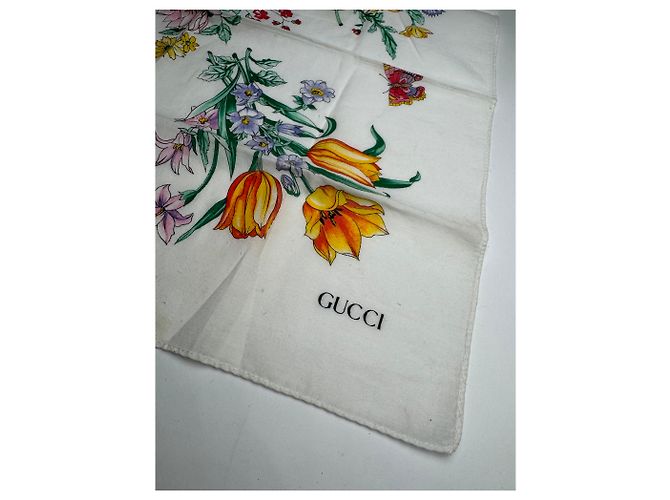 Sciarpa in tela floreale vintage Gucci Bianco - vista 2