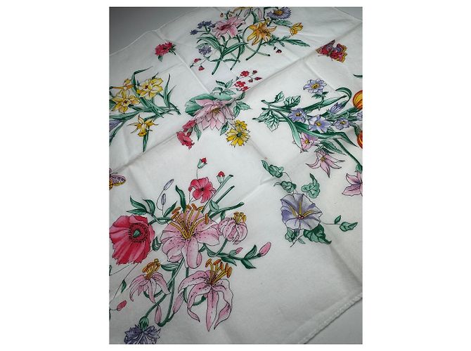 Sciarpa in tela floreale vintage Gucci Bianco - vista 3