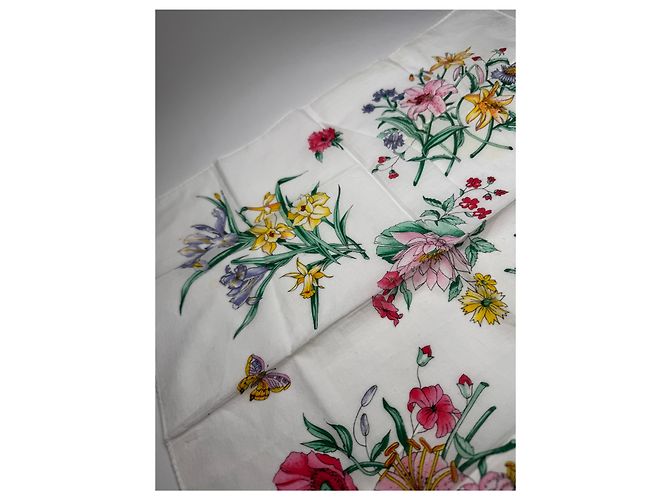 Sciarpa in tela floreale vintage Gucci Bianco - vista 4
