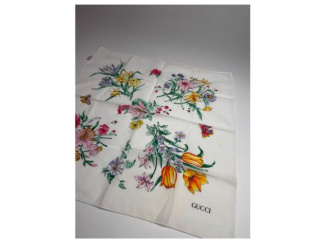 Sciarpa in tela floreale vintage Gucci Bianco - vista 5