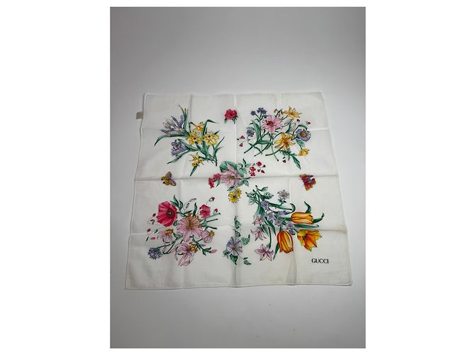Sciarpa in tela floreale vintage Gucci Bianco - vista 9