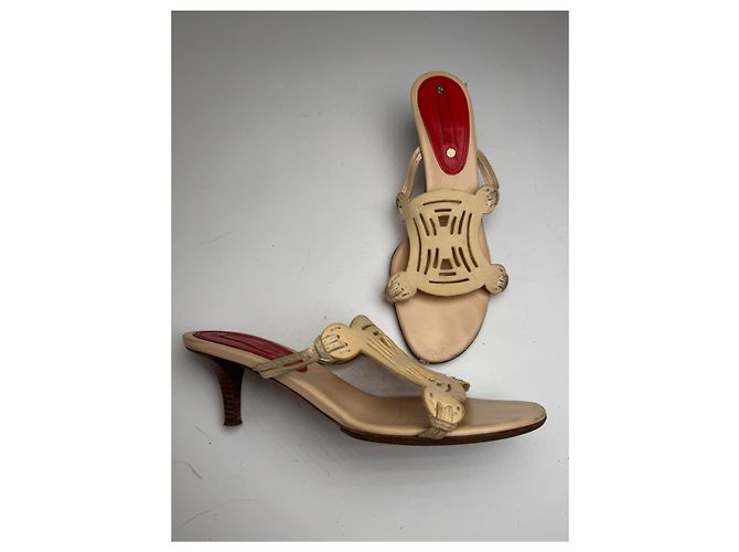 Céline Vintage Celine Paris Triomphe Leder Pumps beige 37 - Ansicht 10