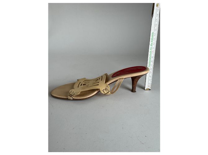 Céline Vintage Celine Paris Triomphe Leder Pumps beige 37 - Ansicht 2