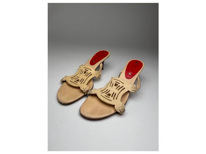Céline Vintage Celine Paris Triomphe Leder Pumps beige 37 - Ansicht 3