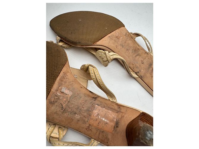 Céline Vintage Celine Paris Triomphe Leder Pumps beige 37 - Ansicht 4