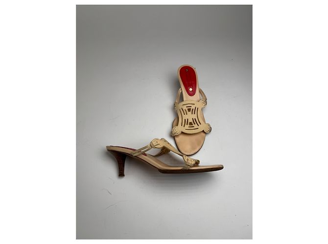 Céline Vintage Celine Paris Triomphe Leder Pumps beige 37 - Ansicht 6