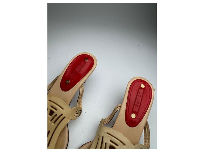 Céline Vintage Celine Paris Triomphe Leder Pumps beige 37 - Ansicht 8