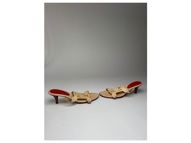 Céline Vintage Celine Paris Triomphe Leder Pumps beige 37 - Ansicht 9