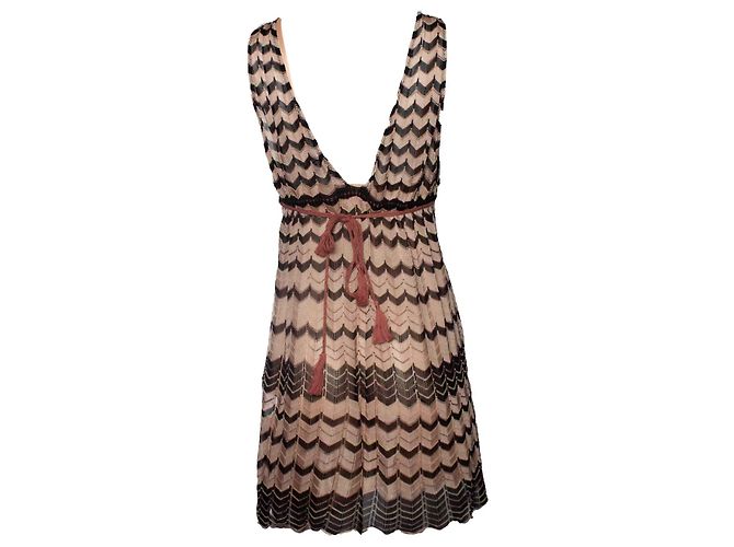 Abito zig zag Missoni in beige e nero - vista 2