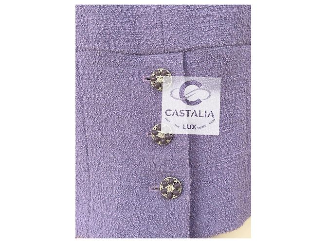 Chanel Nuevo Conjunto de Tweed Lavanda con Botones Gripoix CC 38 FR - vista 12