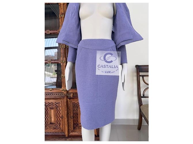 Chanel Nuevo Conjunto de Tweed Lavanda con Botones Gripoix CC 38 FR - vista 7
