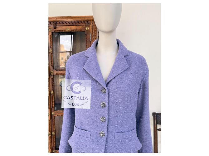 Chanel Nuevo Conjunto de Tweed Lavanda con Botones Gripoix CC 38 FR - vista 8