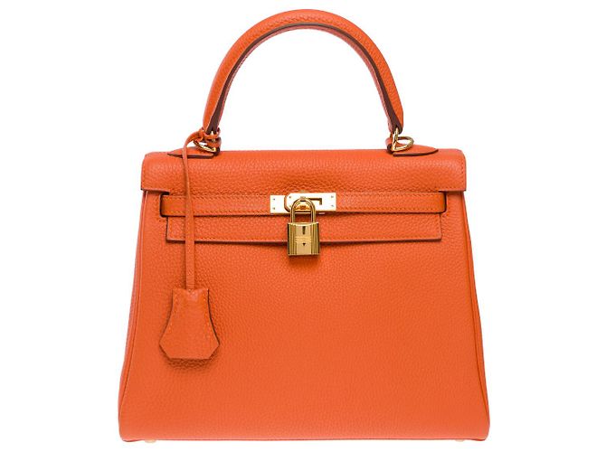 Hermès Sac HERMES Kelly 25 en Cuir Orange - 102578 - vue 3