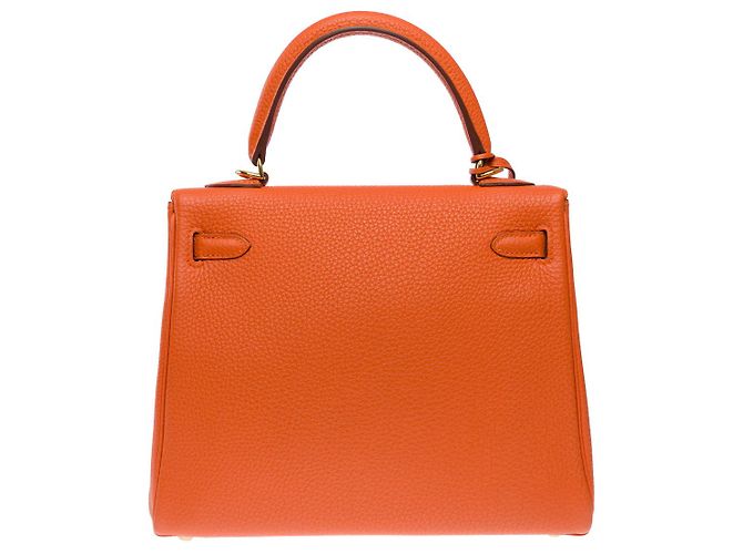 Hermès Sac HERMES Kelly 25 en Cuir Orange - 102578 - vue 4