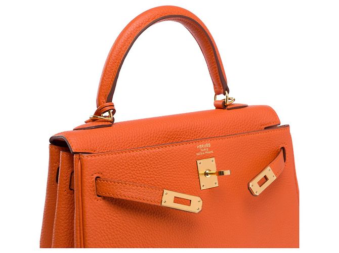 Hermès Sac HERMES Kelly 25 en Cuir Orange - 102578 - vue 7