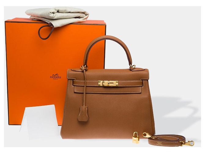 Hermès Sac HERMES Kelly 28 en Cuir Doré - 102575 - vue 2