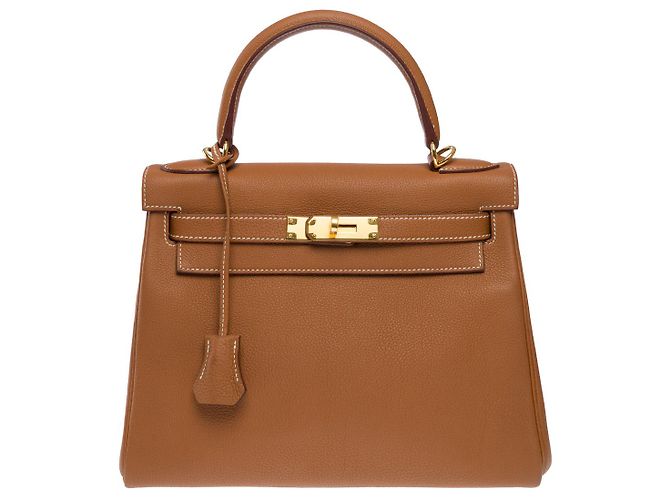 Hermès Sac HERMES Kelly 28 en Cuir Doré - 102575 - vue 3