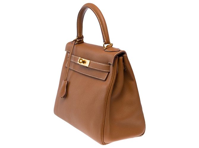 Hermès Sac HERMES Kelly 28 en Cuir Doré - 102575 - vue 5