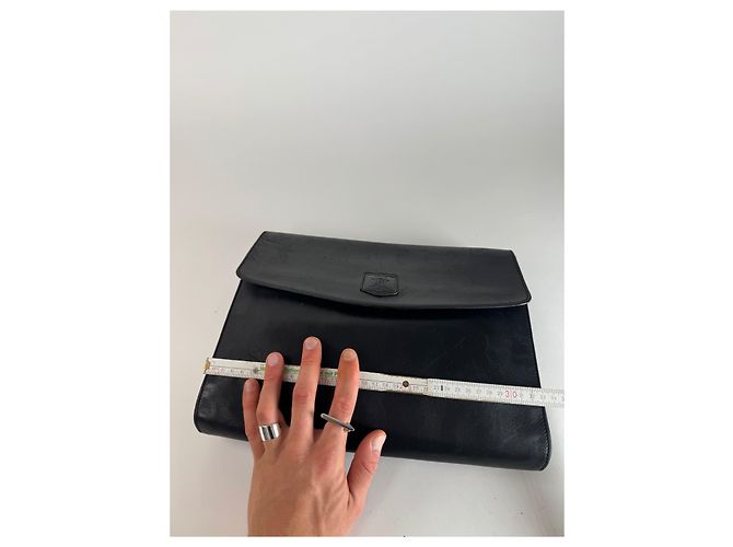 Céline Clutch in pelle Triomphe vintage Celine Paris nera Nero - vista 13