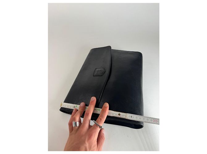 Céline Clutch in pelle Triomphe vintage Celine Paris nera Nero - vista 14