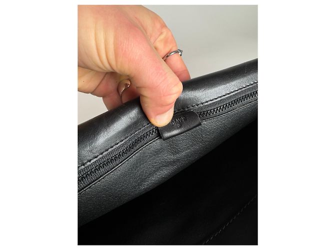 Céline Clutch in pelle Triomphe vintage Celine Paris nera Nero - vista 5
