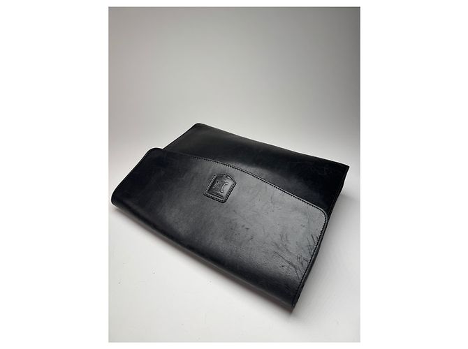 Céline Clutch in pelle Triomphe vintage Celine Paris nera Nero - vista 7