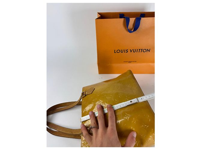 Alma Vintage Louis Vuitton Vernis Leder Tasche Gelb Grün - Ansicht 11
