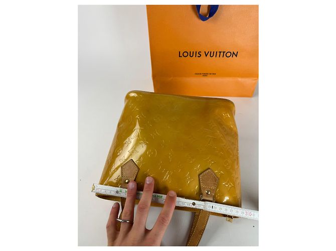 Alma Vintage Louis Vuitton Vernis Leder Tasche Gelb Grün - Ansicht 12