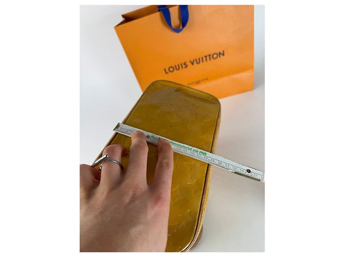 Alma Vintage Louis Vuitton Vernis Leder Tasche Gelb Grün - Ansicht 13